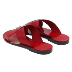 Sandales | JULES & JENN Mules Plates Cuir Rouge