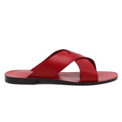 Sandales | JULES & JENN Mules Plates Cuir Rouge