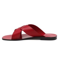 Sandales | JULES & JENN Mules Plates Cuir Rouge