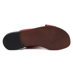 Sandales | JULES & JENN Mules Plates Cuir Rouge