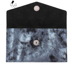 Petite Maroquinerie | JULES & JENN Pochette Enveloppe Cuir Upcycle Argente Noir/Gris