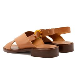 Sandales | JULES & JENN Sandales Boucle Ecaille Cuir Cognac