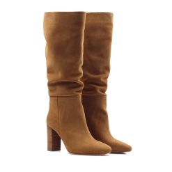 Bottines & Bottes | JULES & JENN Bottes Drapees Cuir Daim Cognac