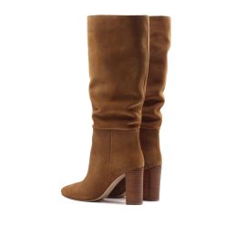 Bottines & Bottes | JULES & JENN Bottes Drapees Cuir Daim Cognac