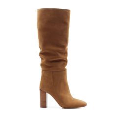 Bottines & Bottes | JULES & JENN Bottes Drapees Cuir Daim Cognac