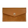 Petite Maroquinerie | JULES & JENN Pochette Enveloppe Cuir Upcycle Cognac