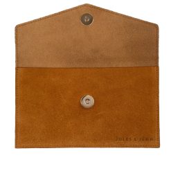 Petite Maroquinerie | JULES & JENN Pochette Enveloppe Cuir Upcycle Cognac