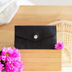 Petite Maroquinerie | JULES & JENN Pochette Enveloppe Cuir Upcycle Noir