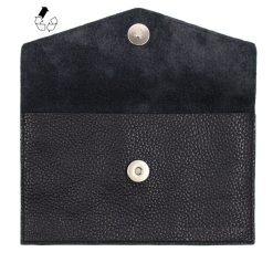 Petite Maroquinerie | JULES & JENN Pochette Enveloppe Cuir Upcycle Noir