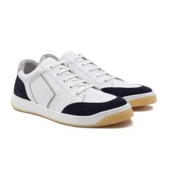 Baskets | JULES & JENN Baskets Retro Homme Cuir Blanc Bleu Blanc/Bleu/Gris