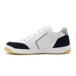 Baskets | JULES & JENN Baskets Retro Homme Cuir Blanc Bleu Blanc/Bleu/Gris