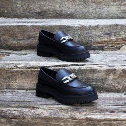 Mocassins & Derbies | JULES & JENN Mocassins Crantes Cuir Noir