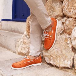 Chaussures Bateau | JULES & JENN Chaussures Bateau Cuir Orange Orange Brique