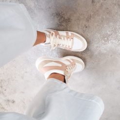 Baskets | JULES & JENN Baskets Montantes Cuir Blanc Rose Blanc/Rose/Beige