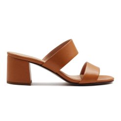 Sandales | JULES & JENN Mules Talon Bandeau Fibre Pomme Camel