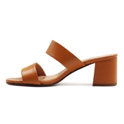 Sandales | JULES & JENN Mules Talon Bandeau Fibre Pomme Camel