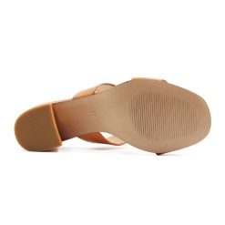 Sandales | JULES & JENN Mules Talon Bandeau Fibre Pomme Camel