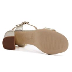 Sandales | JULES & JENN Sandales A Talon Cuir Metallise Dore