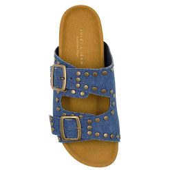 Sandales | JULES & JENN Mules Liege Clous Toile Jean Bleu Bleu Denim