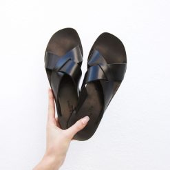 Sandales | JULES & JENN Mules Plates Cuir Noir