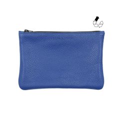 Petite Maroquinerie | JULES & JENN Pochette Cuir Upcycle Graine Bleu