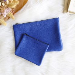 Petite Maroquinerie | JULES & JENN Pochette Cuir Upcycle Graine Bleu