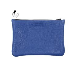 Petite Maroquinerie | JULES & JENN Pochette Cuir Upcycle Graine Bleu