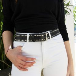 Ceintures | JULES & JENN Ceinture Cloutee Cuir Noir