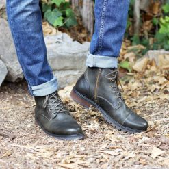 Boots | JULES & JENN Ranger Boots Cuir Graine Kaki