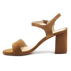 Sandales | JULES & JENN Sandales Talon Cuir Daim Marron Clair Cognac