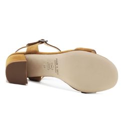 Sandales | JULES & JENN Sandales Talon Cuir Daim Marron Clair Cognac