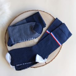 Chaussettes | JULES & JENN Chaussettes Rayees Coton Bleu Gris Gris/Bleu