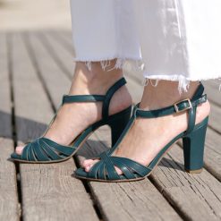 Sandales | JULES & JENN Sandales Talon Brides Cuir Vert