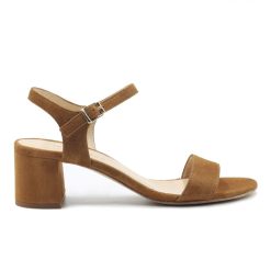 Sandales | JULES & JENN Sandales Moyen Talon Daim Cognac