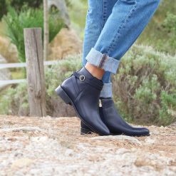 Bottines & Bottes | JULES & JENN Bottines Cavalieres Plates Cuir Bleu Bleu Marine