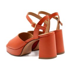 Sandales | JULES & JENN Sandales Plateforme Cuir Orange