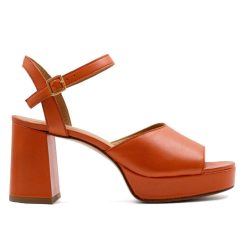 Sandales | JULES & JENN Sandales Plateforme Cuir Orange