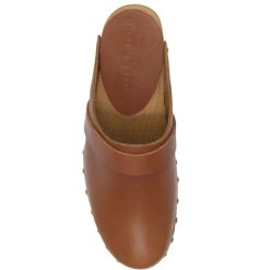 Sandales | JULES & JENN Sabots Bois Cuir Cognac