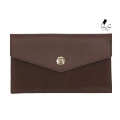 Petite Maroquinerie | JULES & JENN Pochette Enveloppe Cuir Upcycle Marron