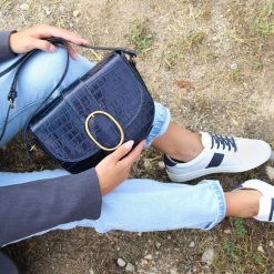 Sacs A Main | JULES & JENN Sac Boucle Cuir Imprime Bleu Bleu Marine