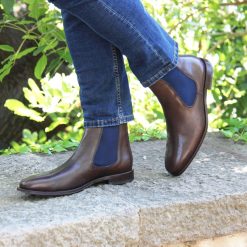 Boots | JULES & JENN Chelsea Boots Cuir Marron Bleu Marron/Bleu