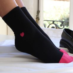 Chaussettes | JULES & JENN Chaussettes Coeur Noir Fushia