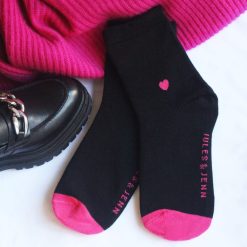 Chaussettes | JULES & JENN Chaussettes Coeur Noir Fushia