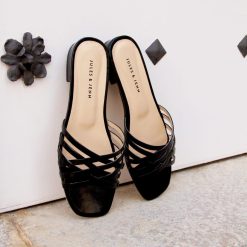 Sandales | JULES & JENN Mules Plates Brides Cuir Noir