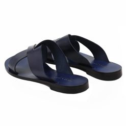 Sandales | JULES & JENN Mules Plates Cuir Bleu Bleu Marine