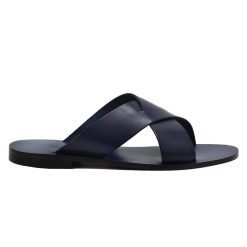 Sandales | JULES & JENN Mules Plates Cuir Bleu Bleu Marine