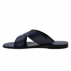 Sandales | JULES & JENN Mules Plates Cuir Bleu Bleu Marine