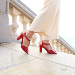 Sandales | JULES & JENN Sandales Talon Brides Cuir Rouge