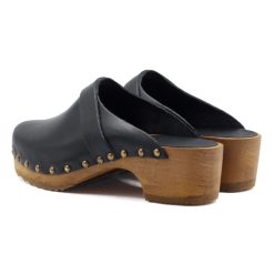 Sandales | JULES & JENN Sabots Bois Cuir Noir