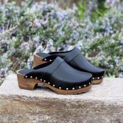 Sandales | JULES & JENN Sabots Bois Cuir Noir